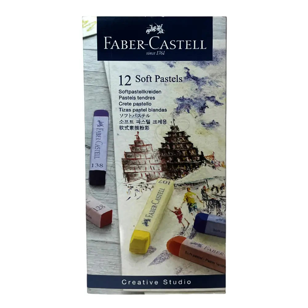 پاستل گچی 12 رنگ مقوایی فابر کاستل FABER-CASTELL