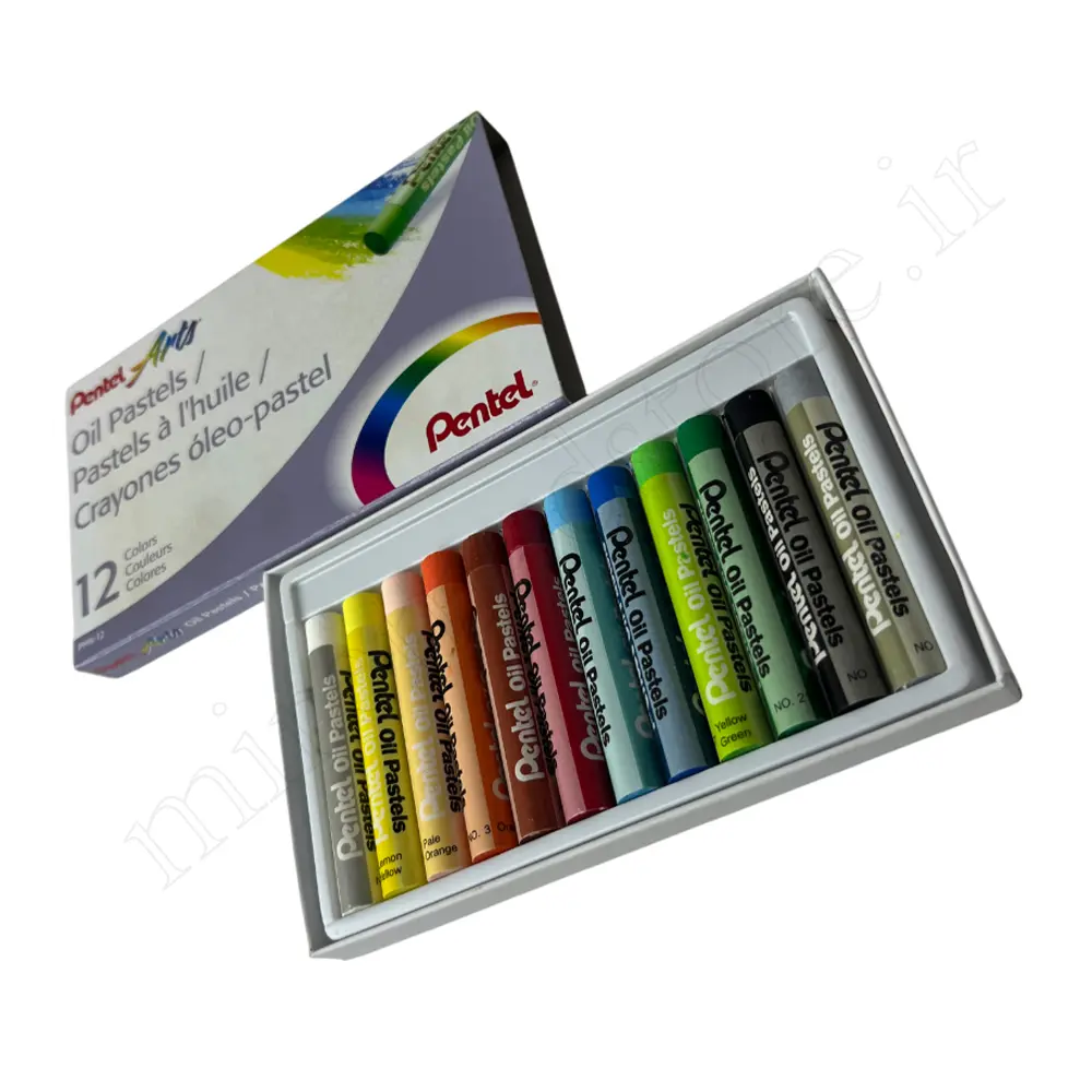 پاستل روغنی 12 رنگ مقوایی پنتل Pentel