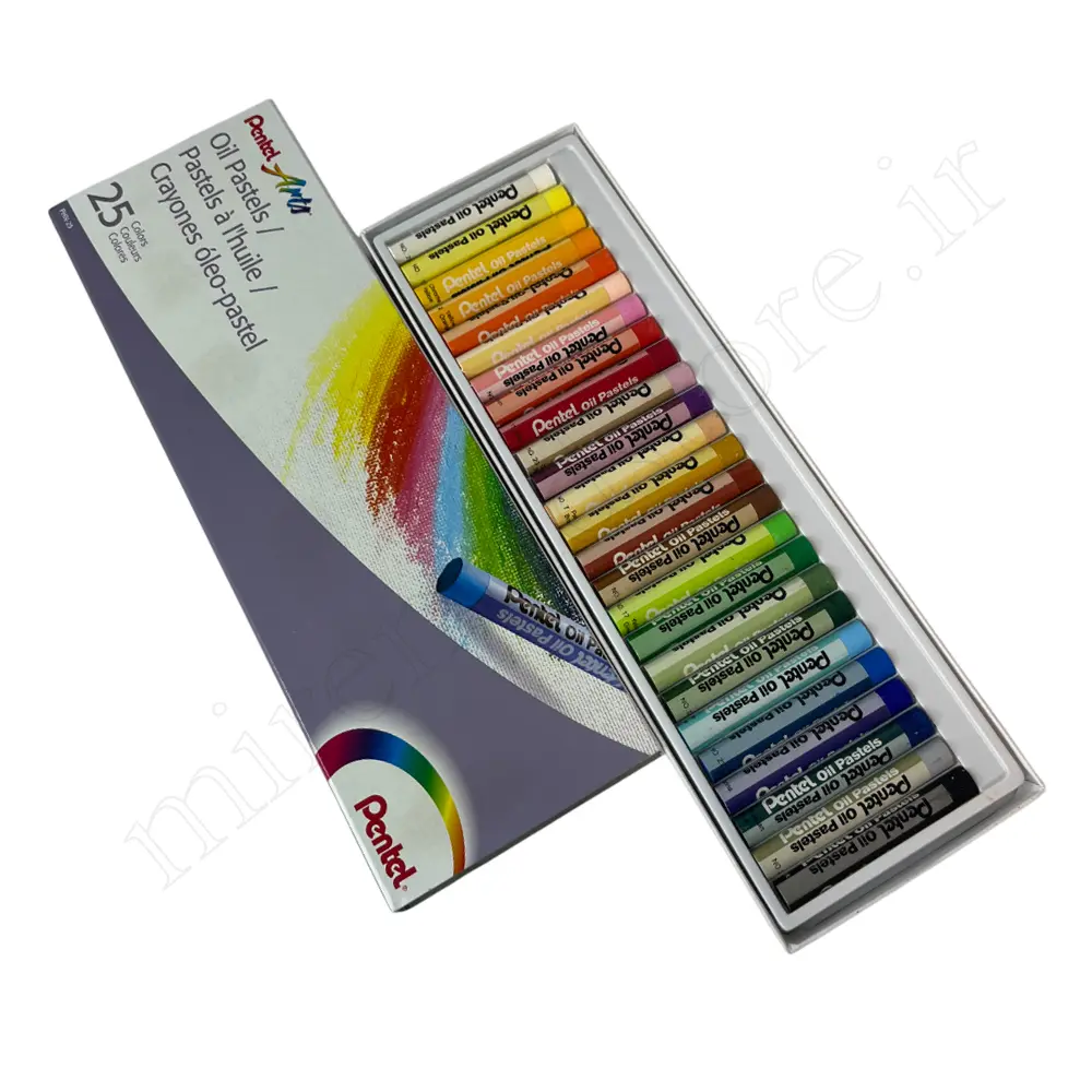 پاستل روغنی 25رنگ مقوایی پنتل pentel