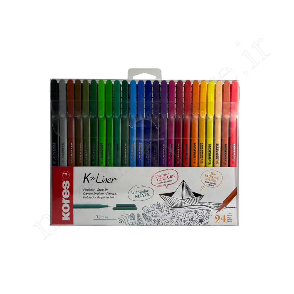 ست روان نویس نوک نمدی 24 رنگ کورس KORES