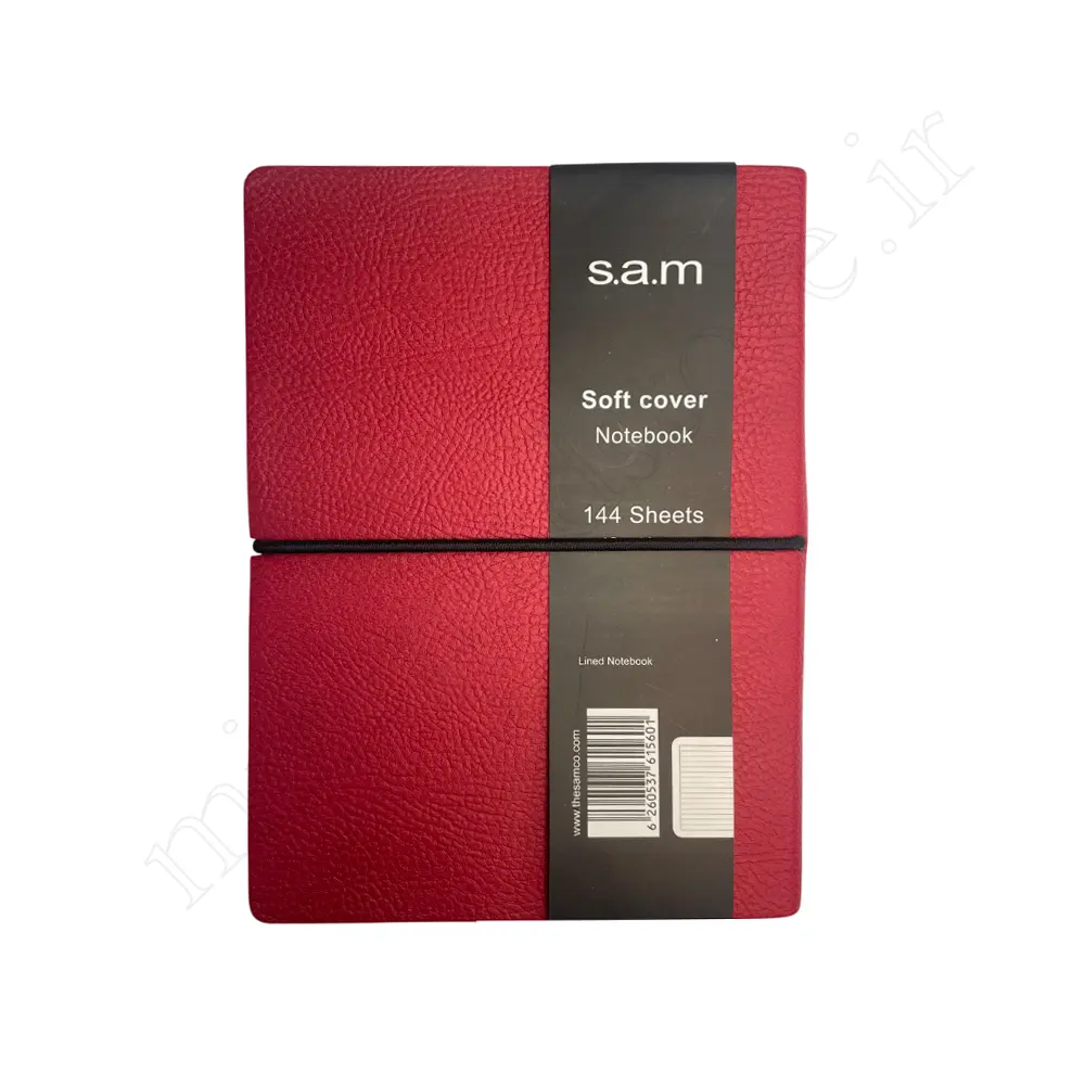 دفترچه جلدچرمی 144برگ تک خط سم S.A.M