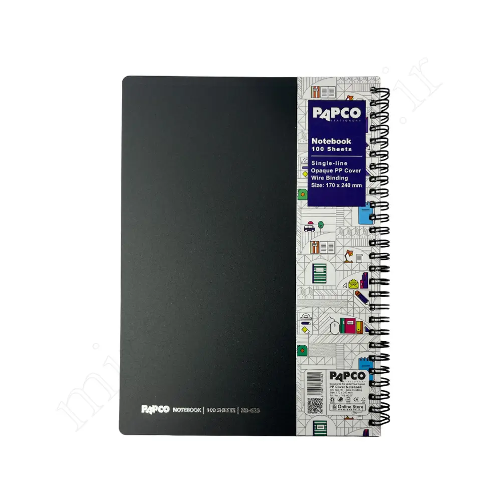 دفتر100برگ تک خط فنری پاپکوPAPCO NB-620