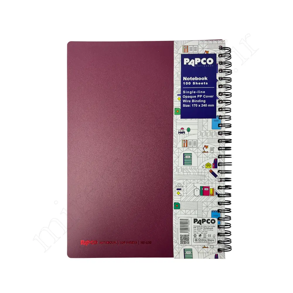 دفتر100برگ تک خط فنری پاپکوPAPCO NB-620