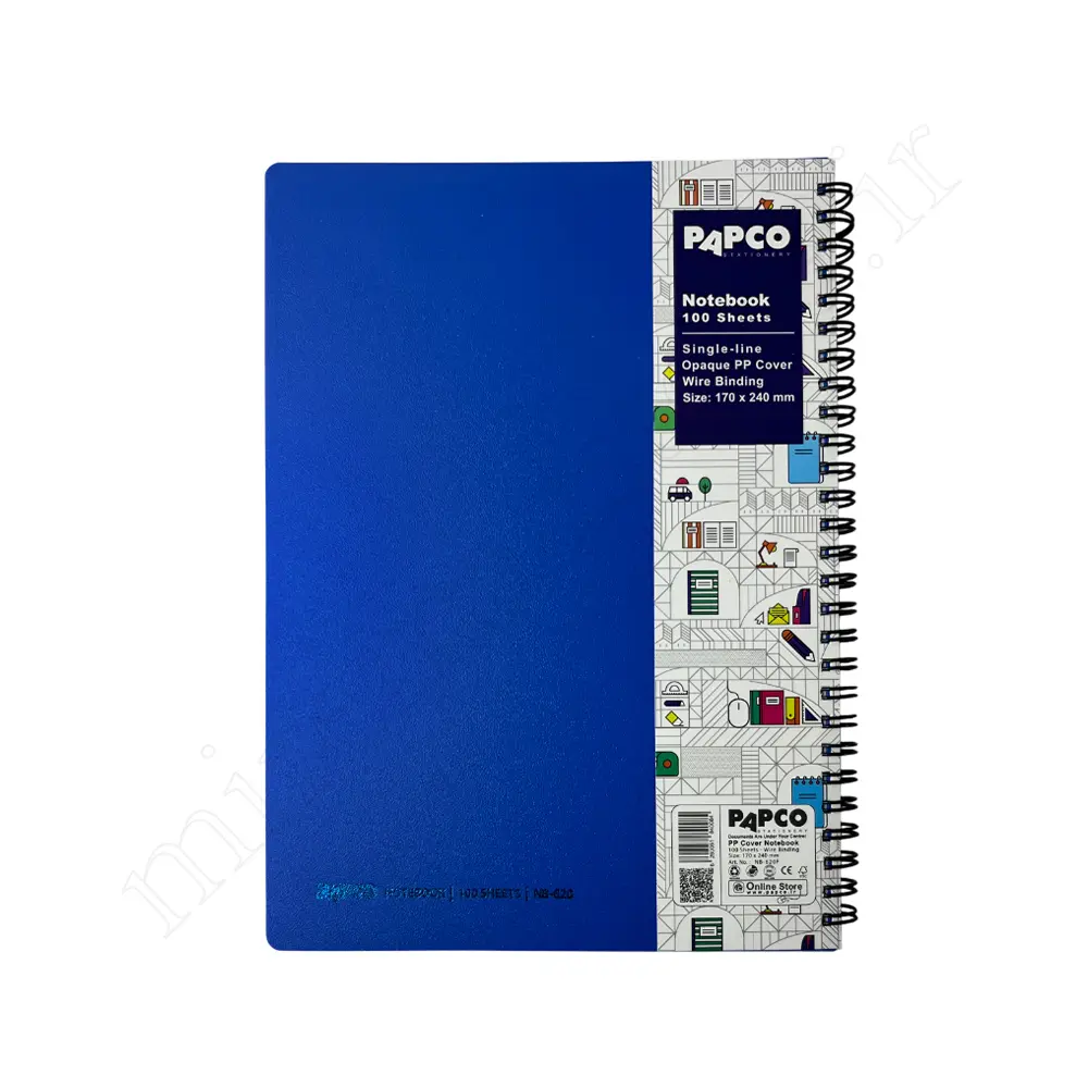 دفتر100برگ تک خط فنری پاپکوPAPCO NB-620