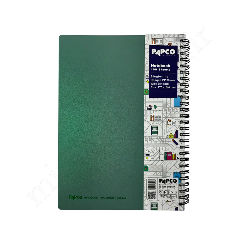 دفتر100برگ تک خط فنری پاپکوPAPCO NB-620