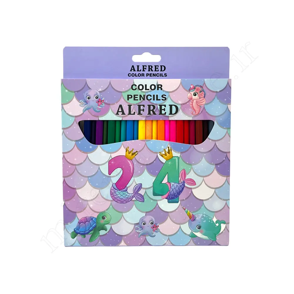 مداد رنگی 24 رنگ مقوایی آلفرد ALFRED