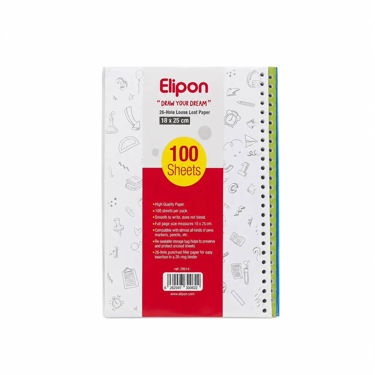 یدک کلاسور 26 حلقه 100 برگ الیپون ELIPIN