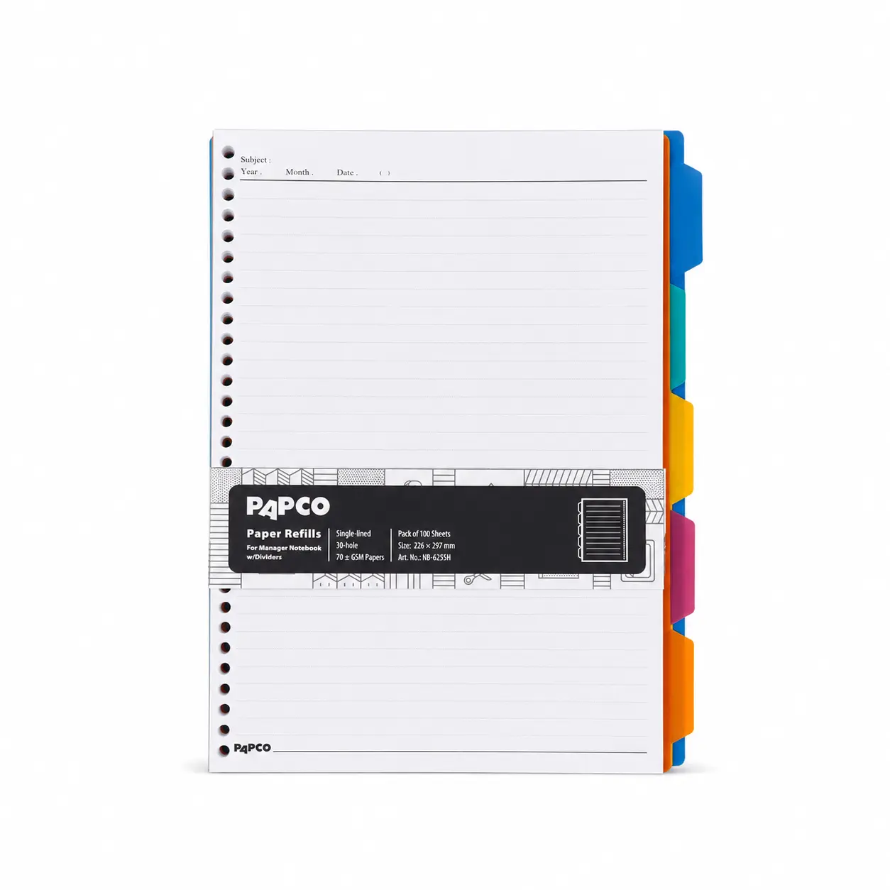 یدک کلاسور 100 برگ 30 حلقه پاپکو PAPCO NO:NB-625SH