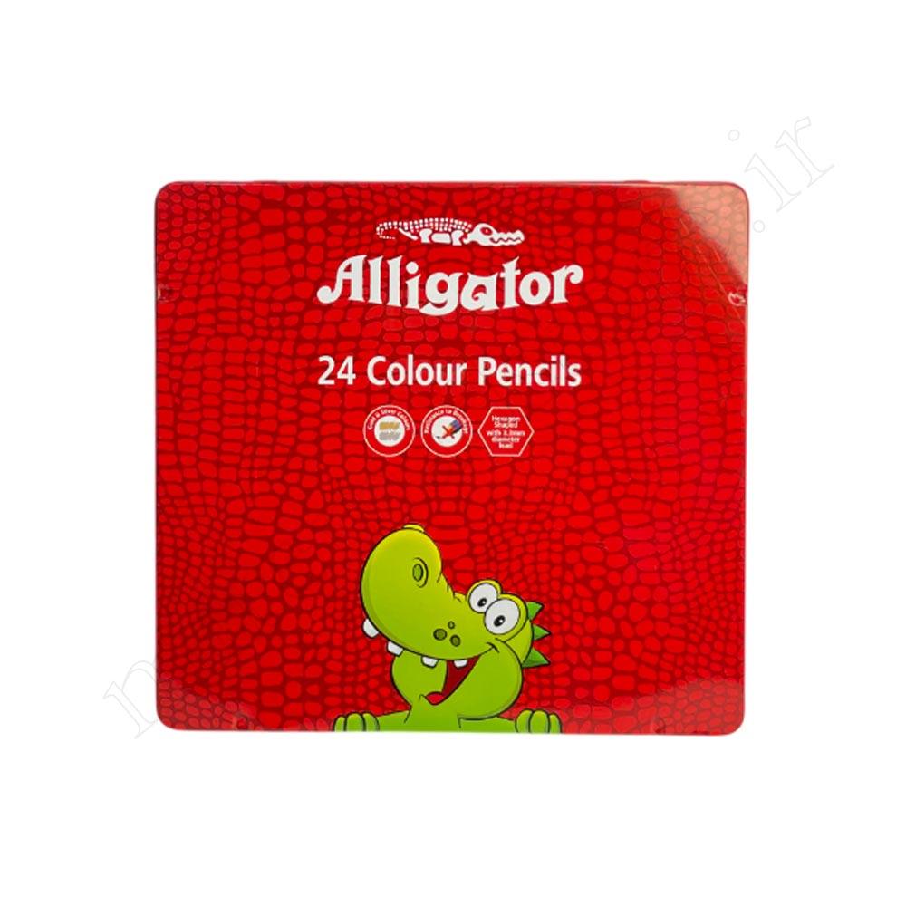 مداد رنگی 24 رنگ جعبه فلز الیگیتور Alligator