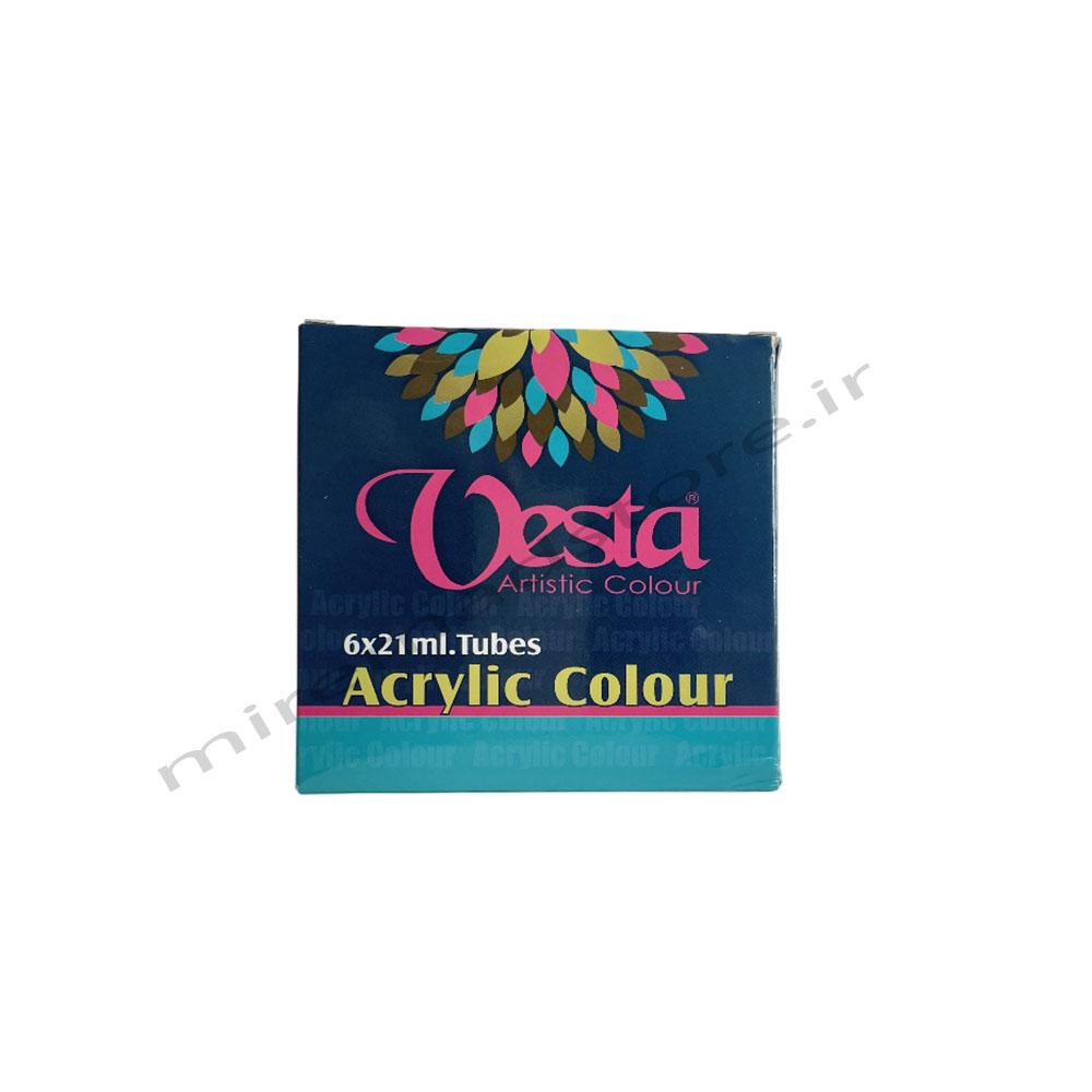 رنگ اکریلیک وستا ۶رنگ vesta 21ml