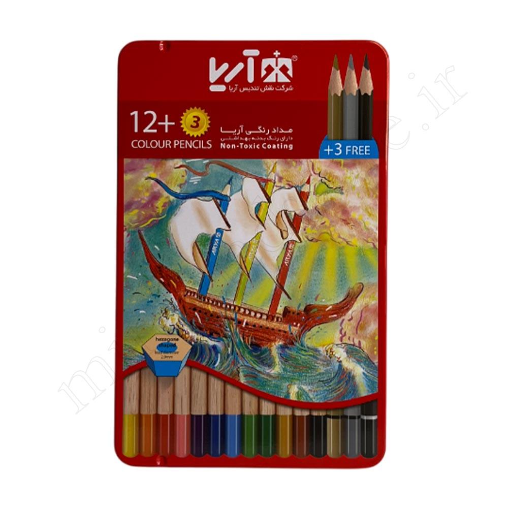 مدادرنگی 3+12رنگ آریا فلزی ARYA NO:3021