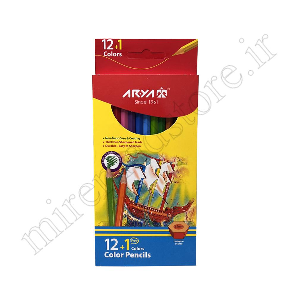 مداد رنگی 1+12 رنگ مقوایی آریا ARYA NO:3016