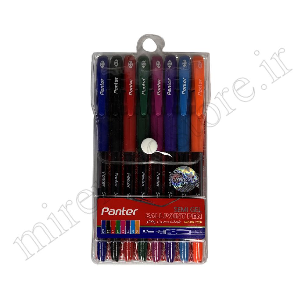 ست ۸ رنگ خودکار سمی ژل گریپ دار پنتر 0.7 میل (Panter)